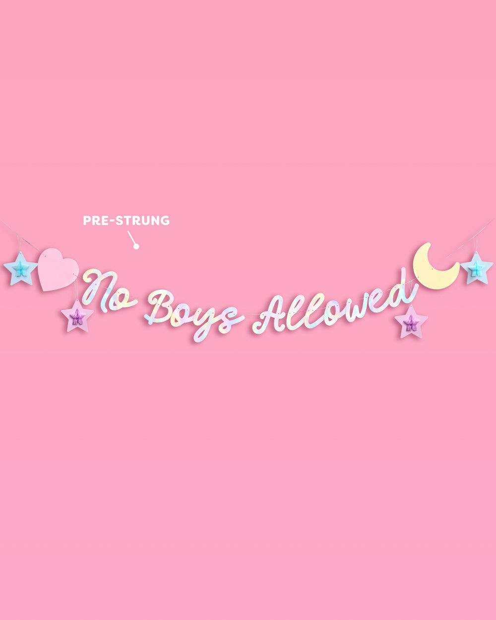 No Boys Allowed Banner - iridescent foil banner