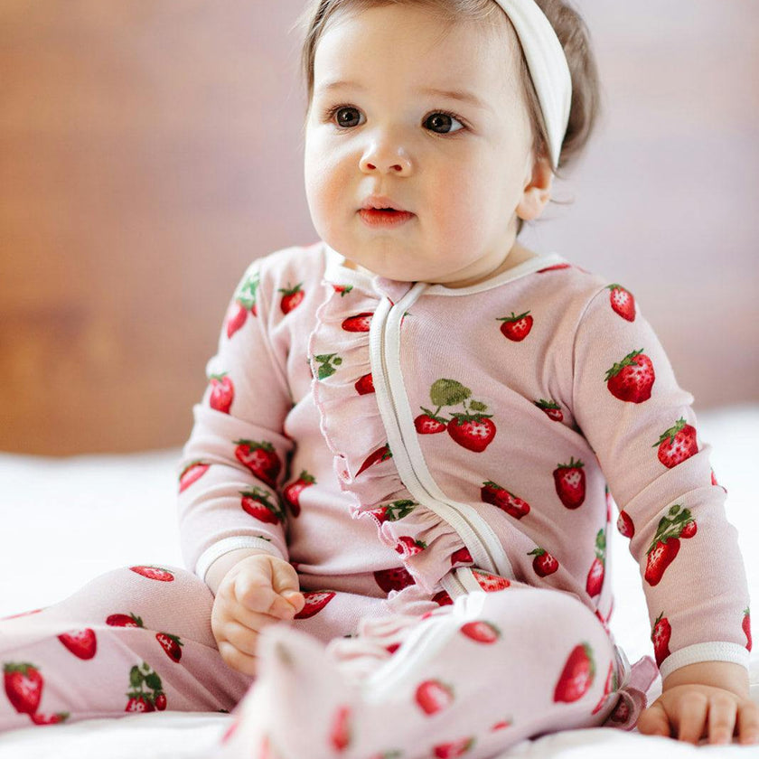 Strawberry Organic Cotton Ruffle Footed Romper