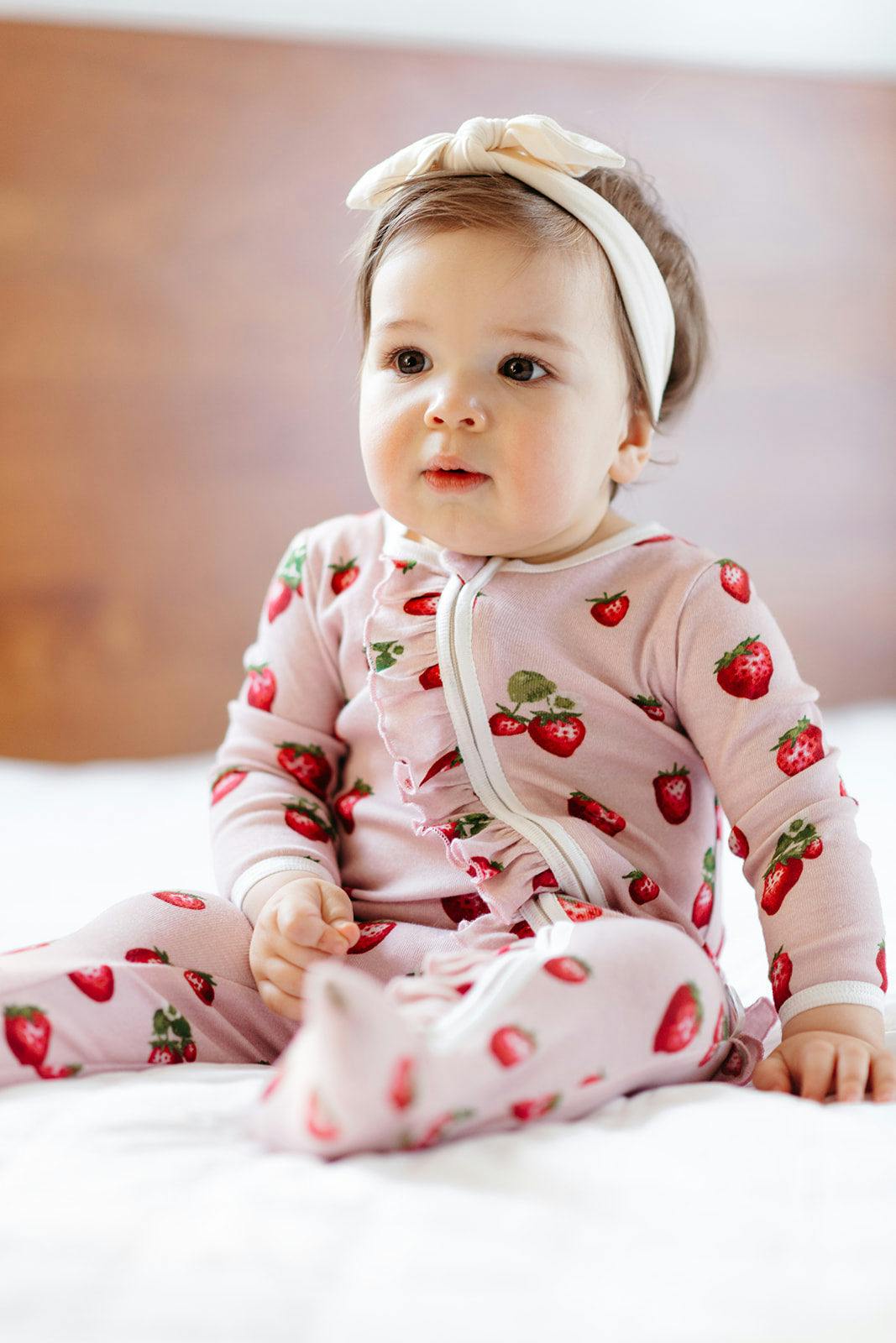 Strawberry Organic Cotton Ruffle Footed Romper