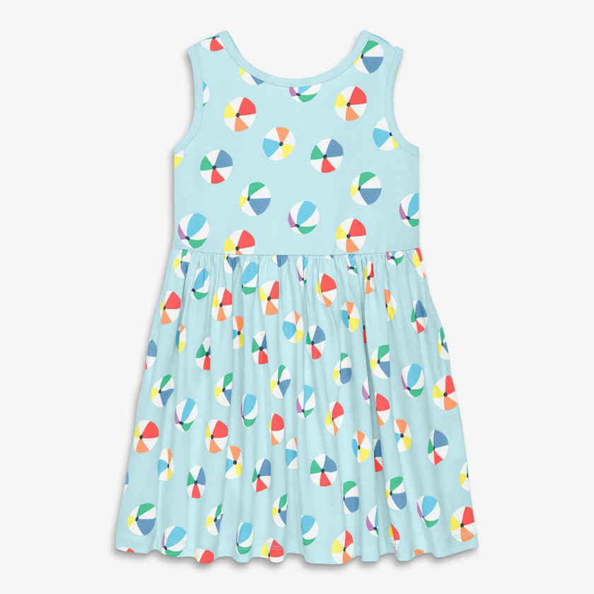 Clearance kids cross-back tank dress in beach balls