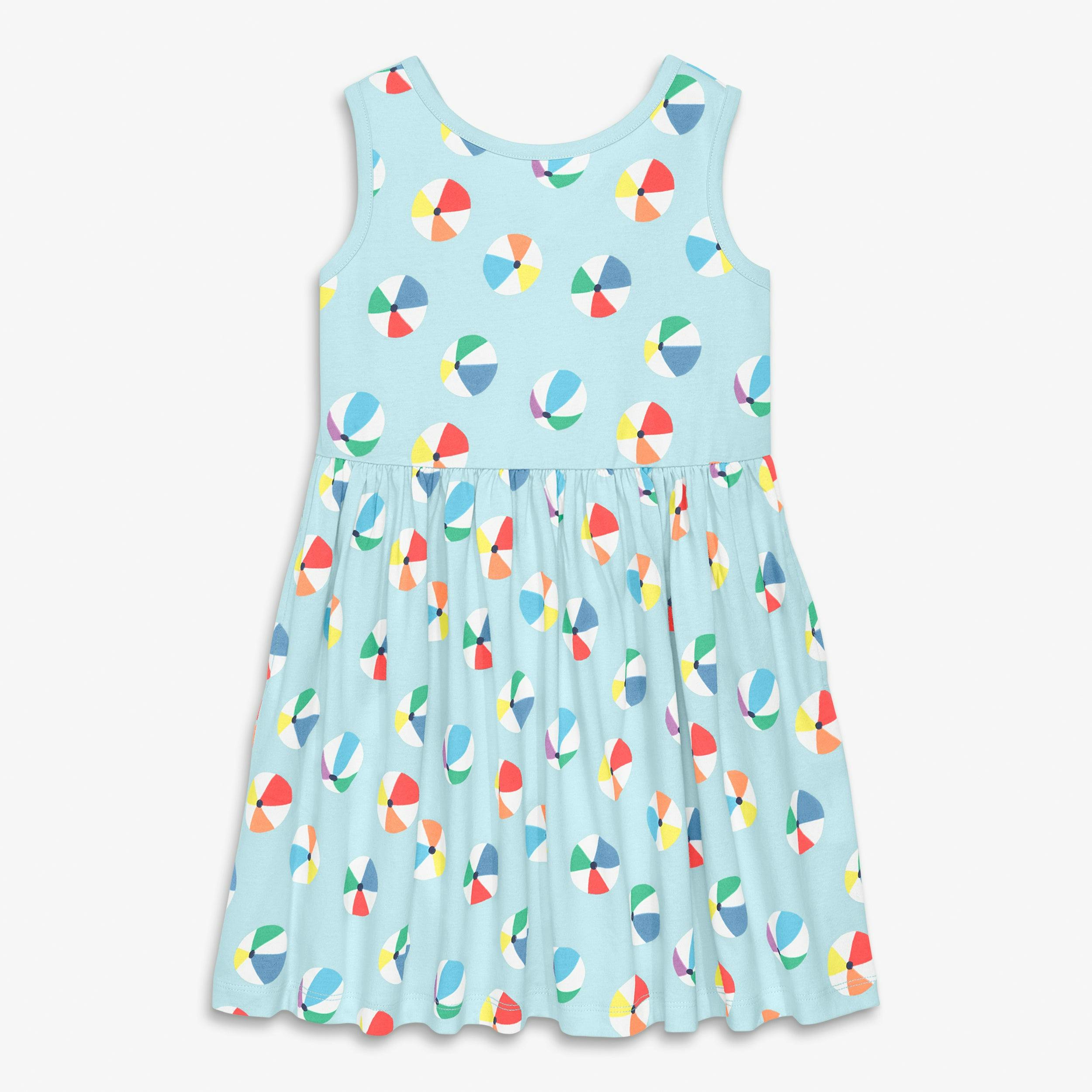 Kids tiered tank dress in beach balls