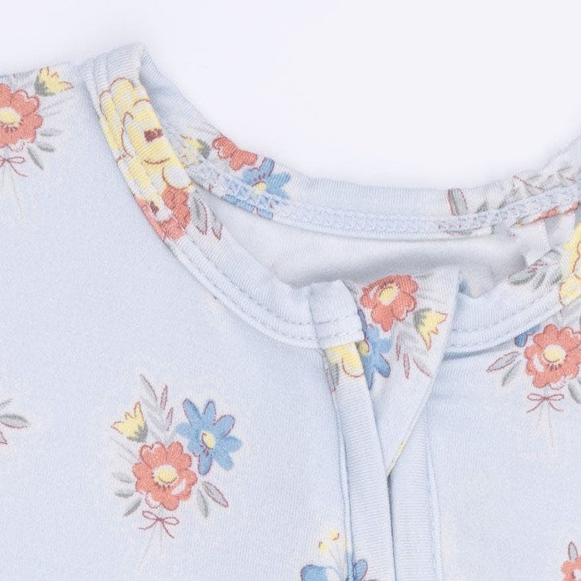 Country Stitch Floral - 2 Way Ruffle Back Zipper Footie