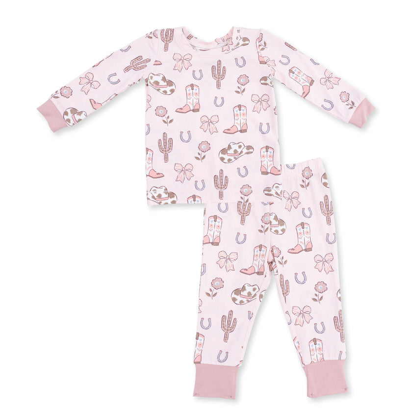Cowgirl Boots and Bows - Long Sleeve Loungewear Set