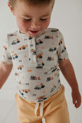Boys Short Sleeve Henley Shirt in Baseball