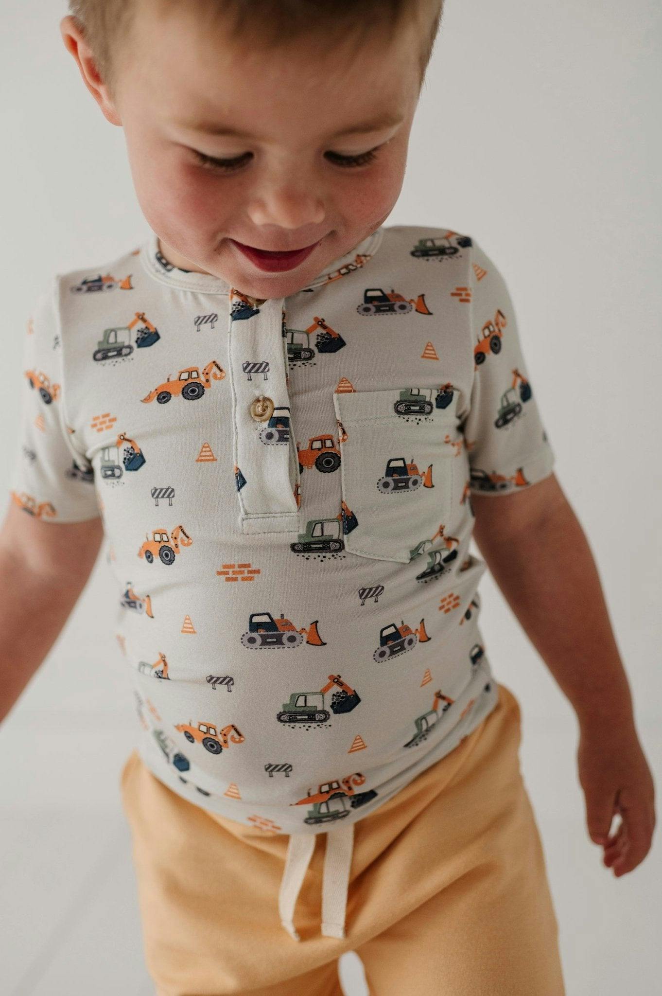 Boys Short Sleeve Henley Shirt in Baseball