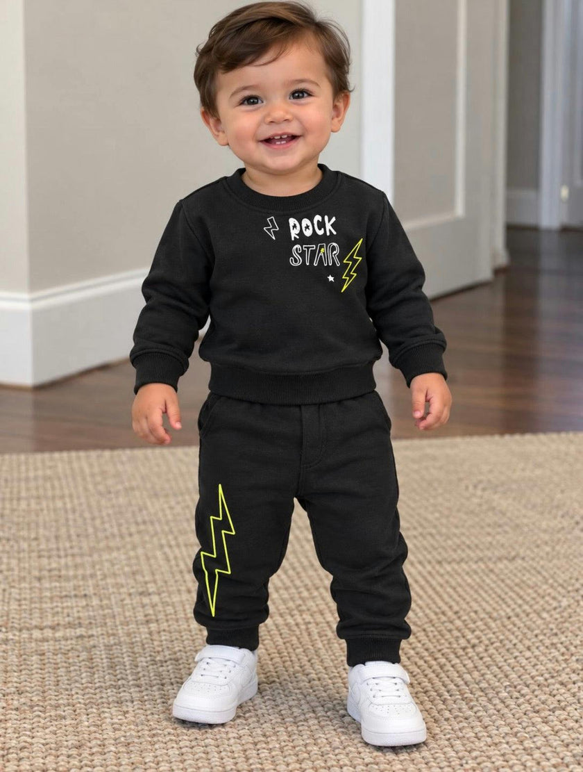 Toddler Rock Doodles French Terry Set - Black