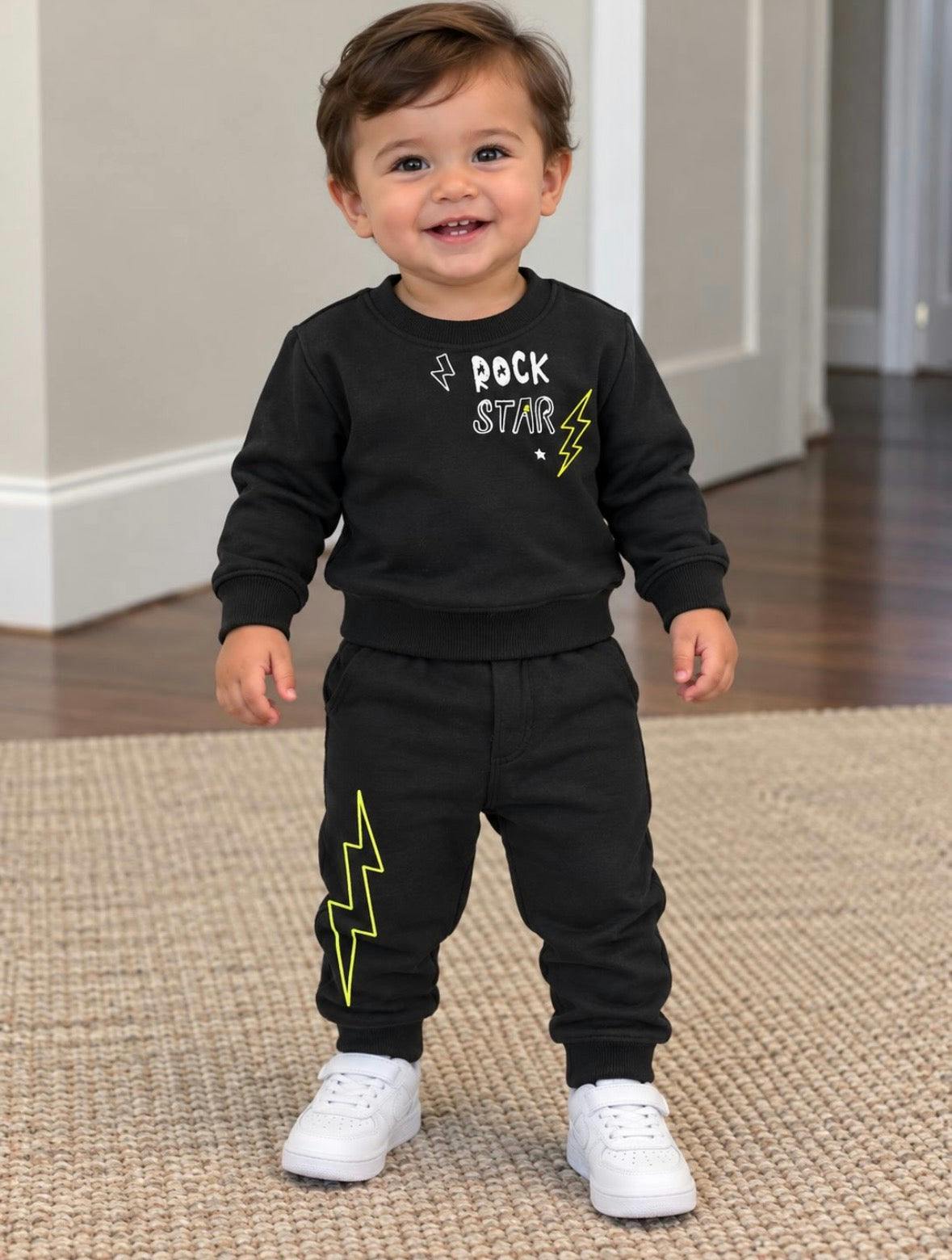 Toddler Rock Doodles French Terry Set - Black
