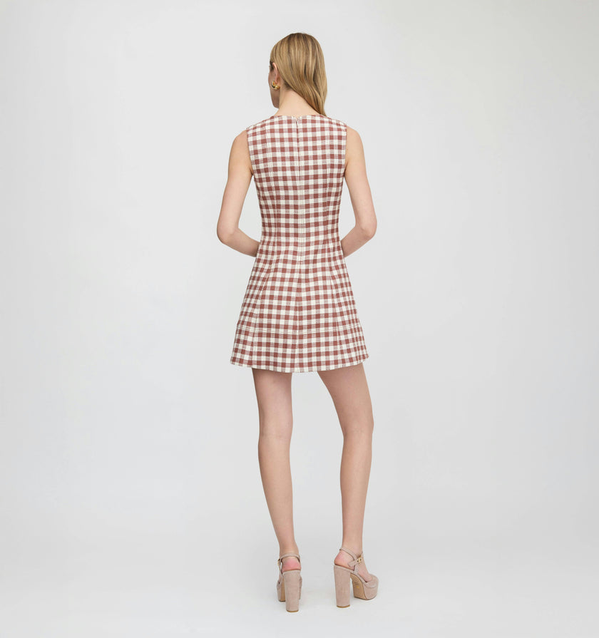 The Angie Dress - Cognac Gingham