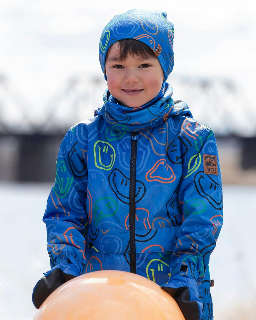 Stretch Jersey Beanie Blue Printed Smileys