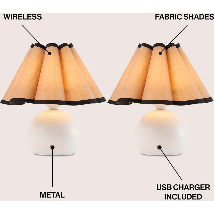 Billie 10.5" Classic Scalloped Shade Rechargeable/Cordless Dimmable Integrated LED Table Lamps