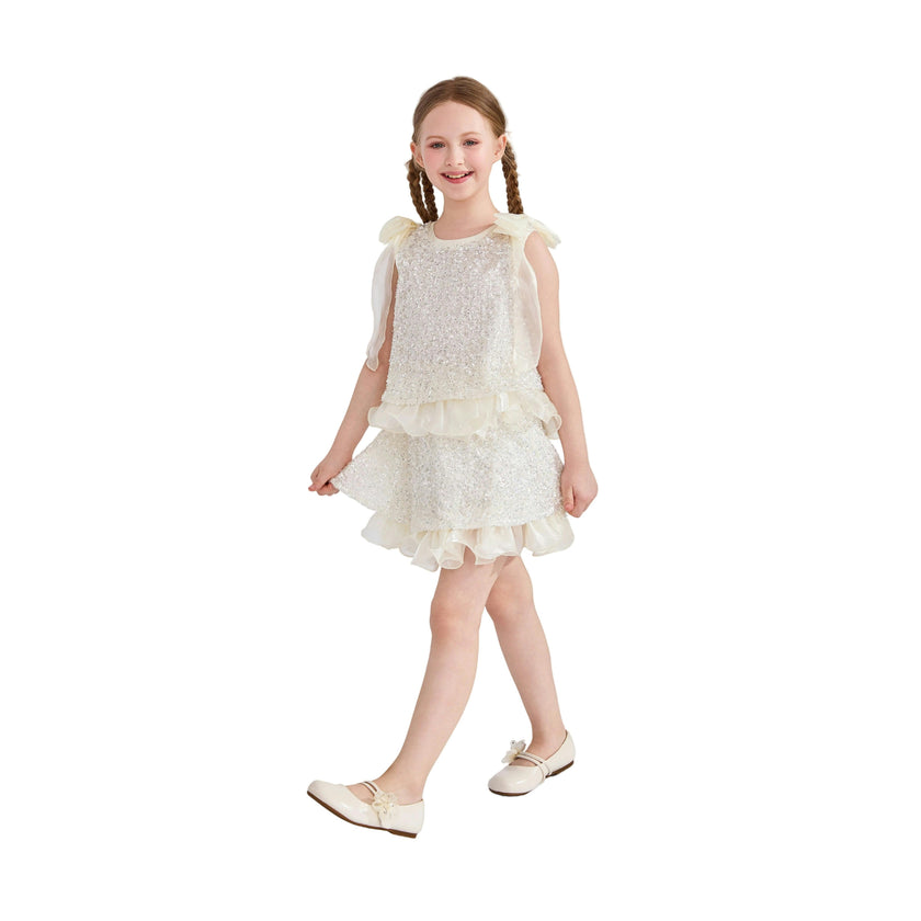 Ivory Althea Glitter Ruffle Skirt Set
