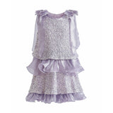 Purple Althea Glitter Ruffle Skirt Set