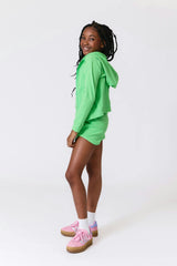 Girls Rib Hoodie in Tropic Green