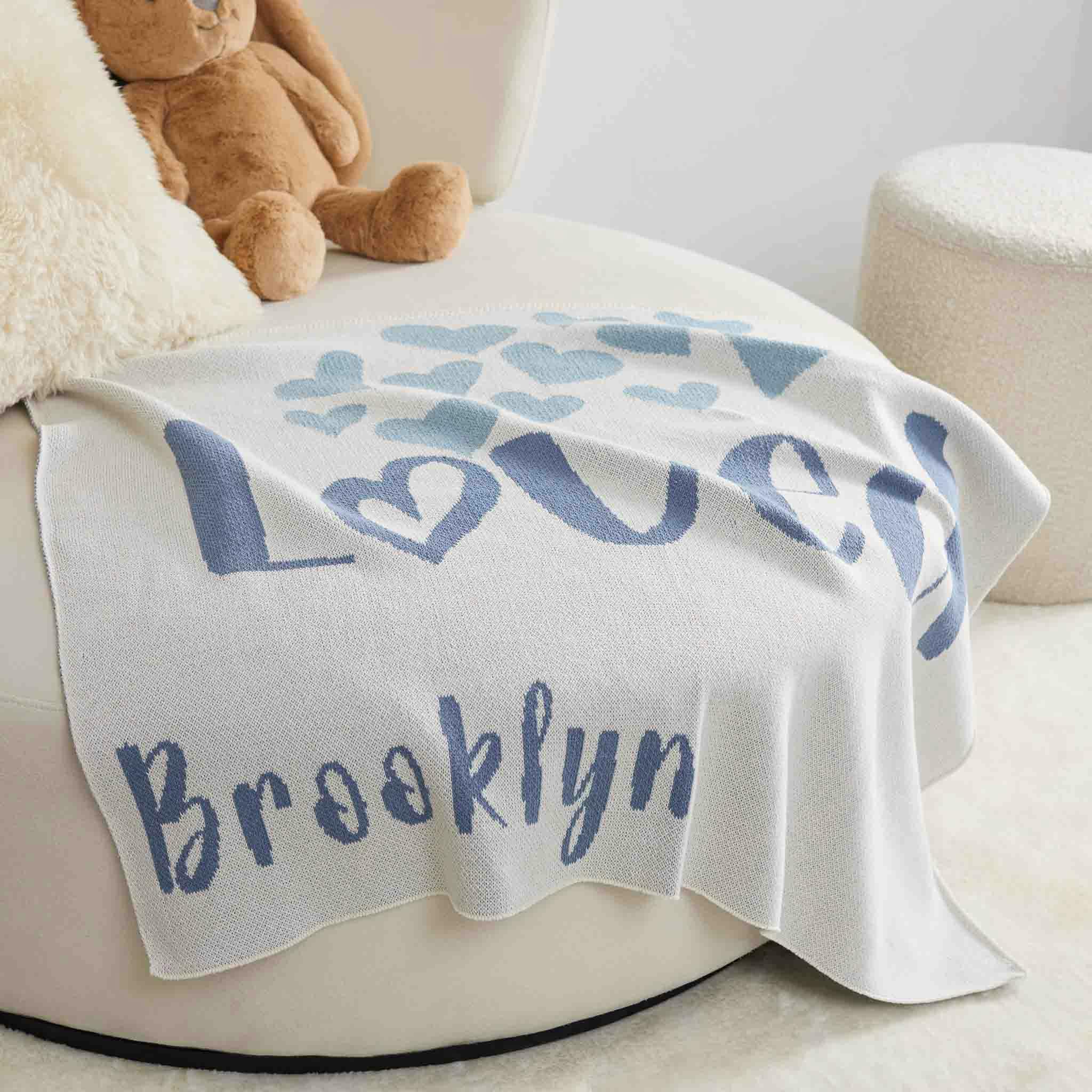 Custom Personalized Baby Sustainable Knit Throw Blanket - Loved Personalized Blanket