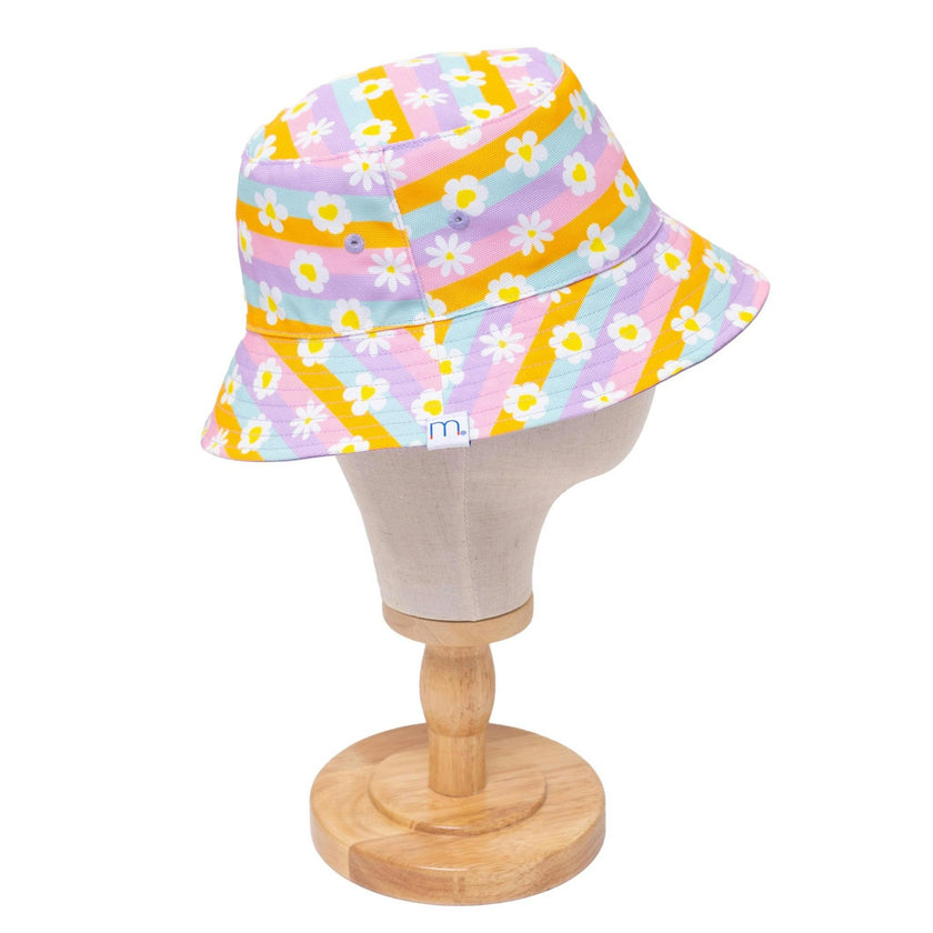 Reversible Bucket Hat – Happy Daisy Stripes
