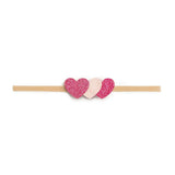 Pink Sparkle Hearts Baby Headband