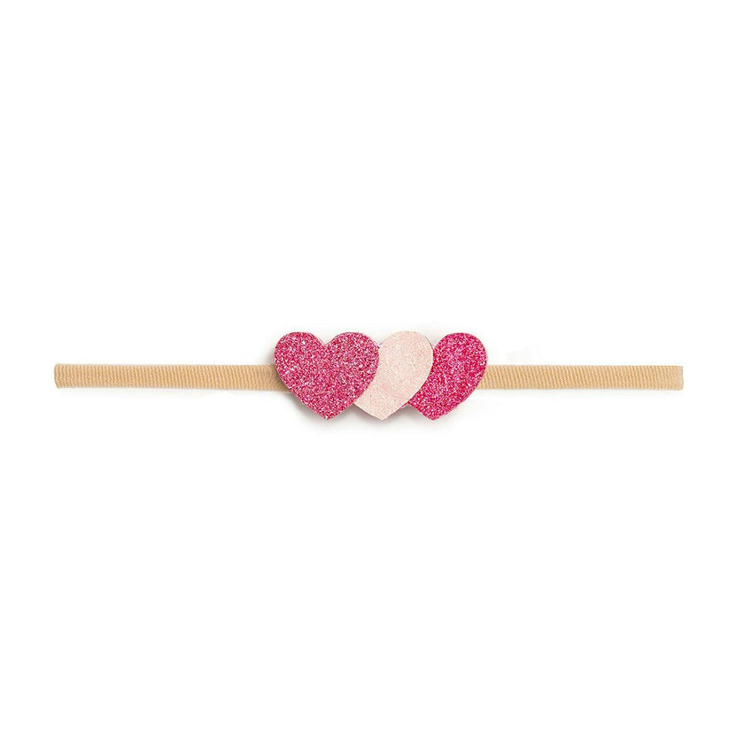 Pink Sparkle Hearts Baby Headband