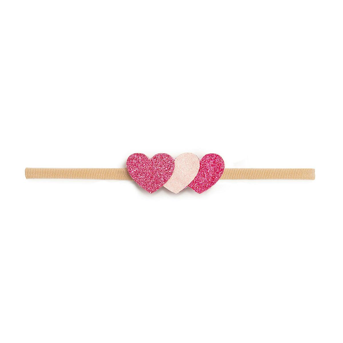 Pink Sparkle Hearts Baby Headband