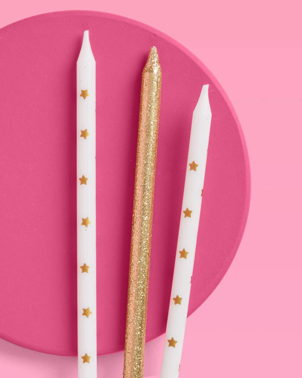 Wish Upon A Star Candles - 10 gold glitter candles