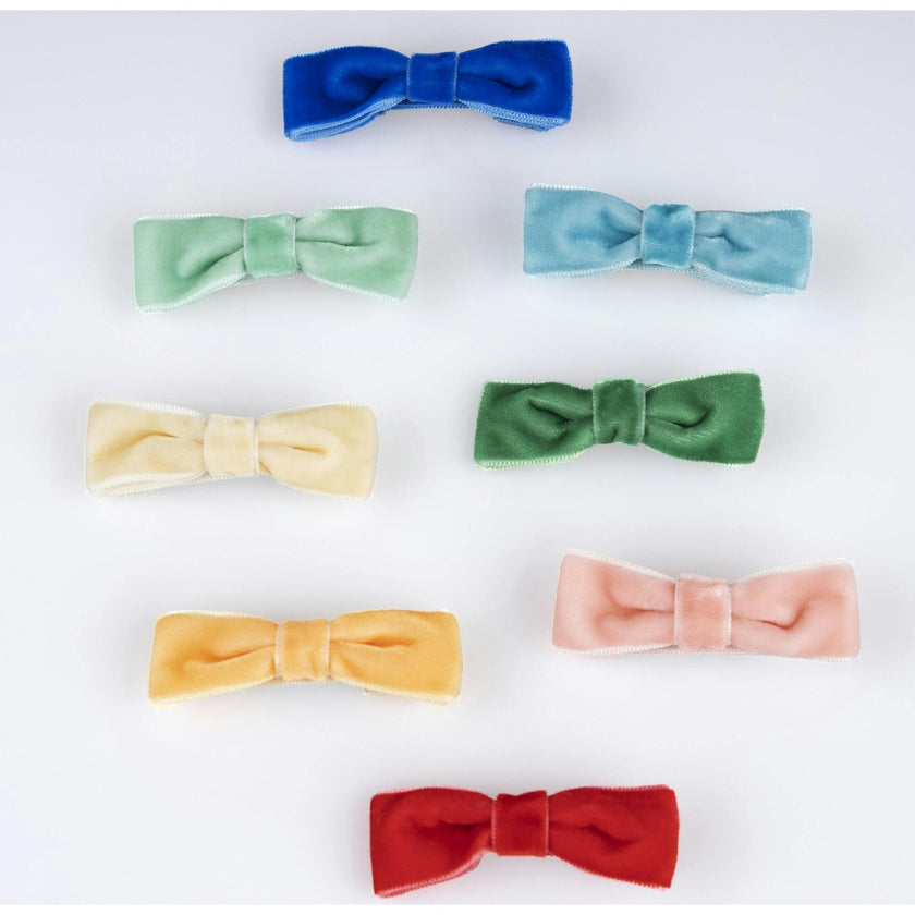 Rainbow Velvet Bow Hair Clips