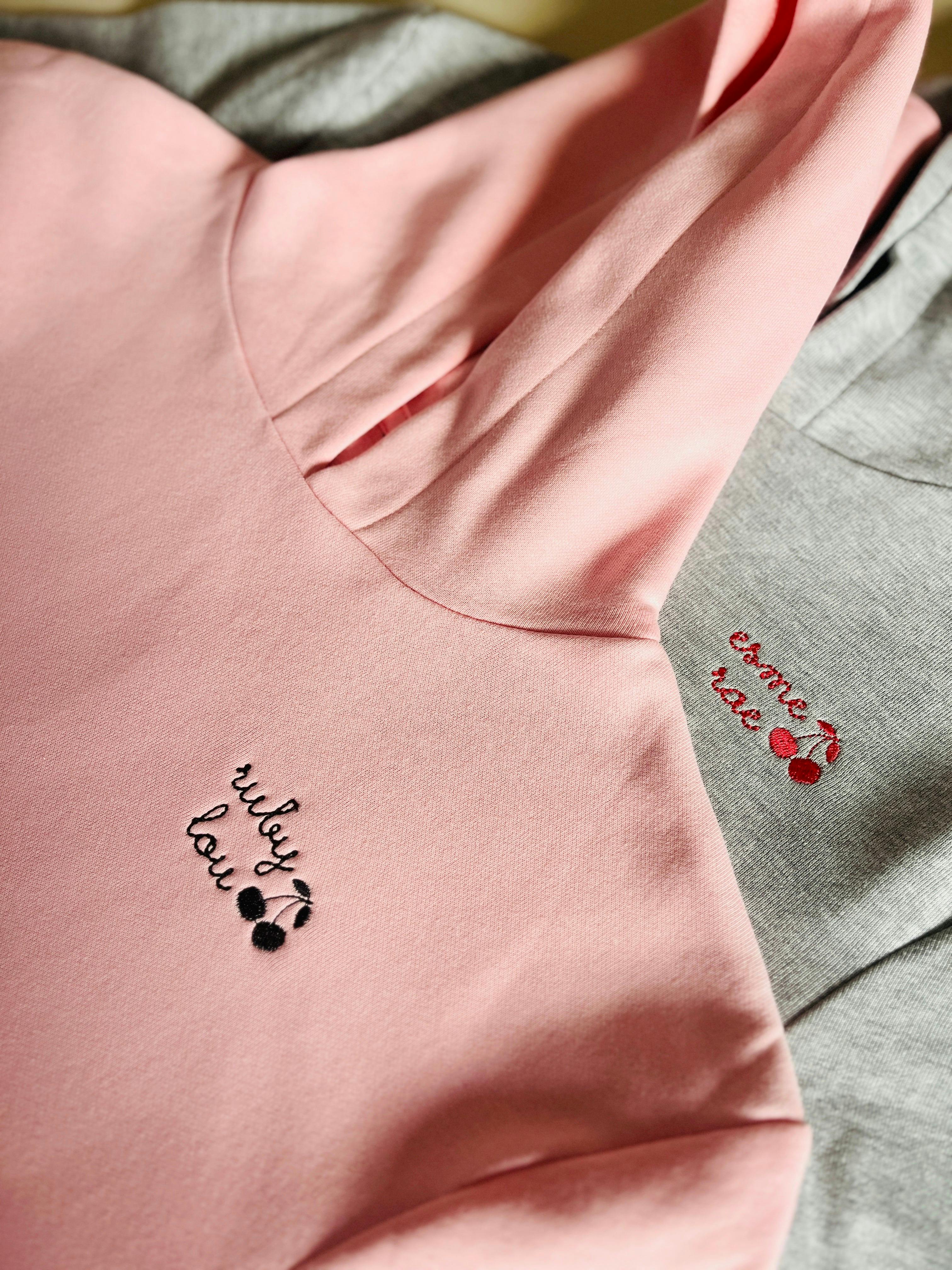 Cherry Monogrammed Girls Cropped Hoodie