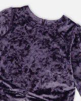Long Sleeve Bi-Material Velour and Jersey Dress