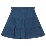 Denim Short Tiered Elastic Waist Skirt