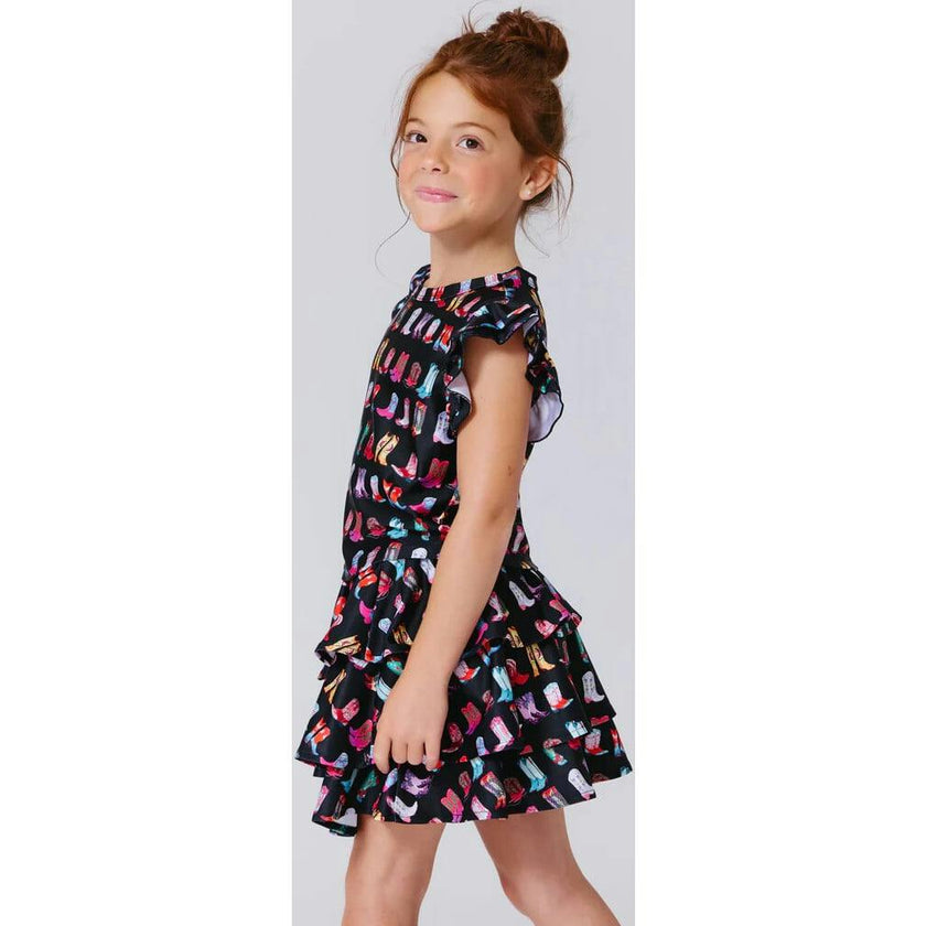 Girls Hi-Shine Ruffle Crop Top
