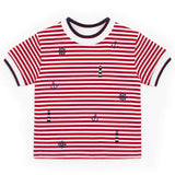 Stripe Knit Tshirt With Nautical Embroidery