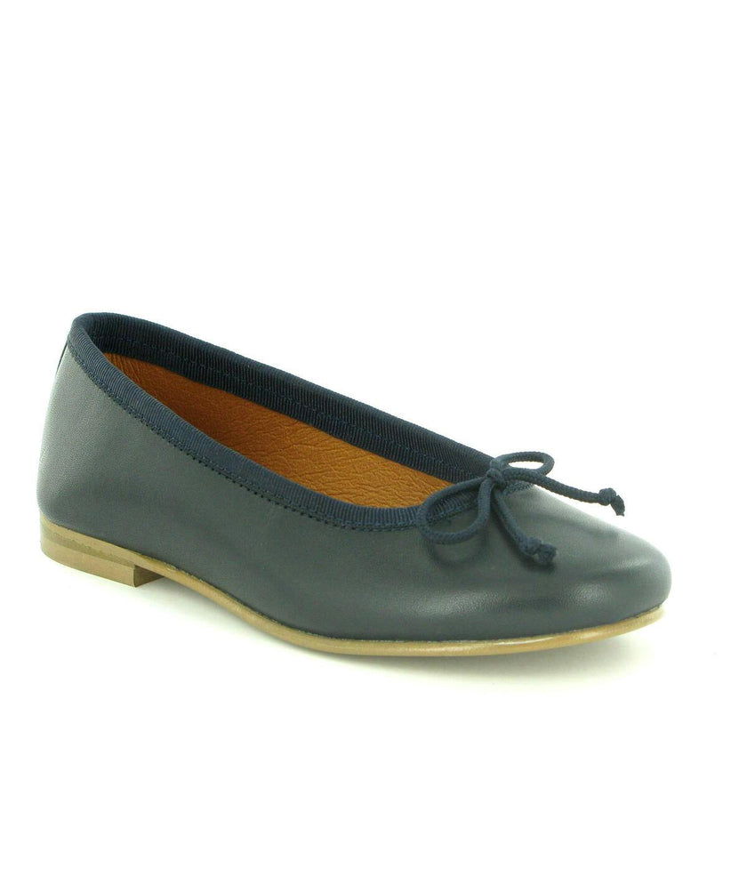 Smooth Leather Ballerinas, Navy