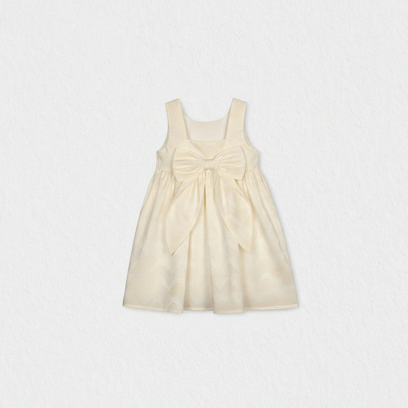 Bella Girl Dress Sleeveless, Off-White Hearts