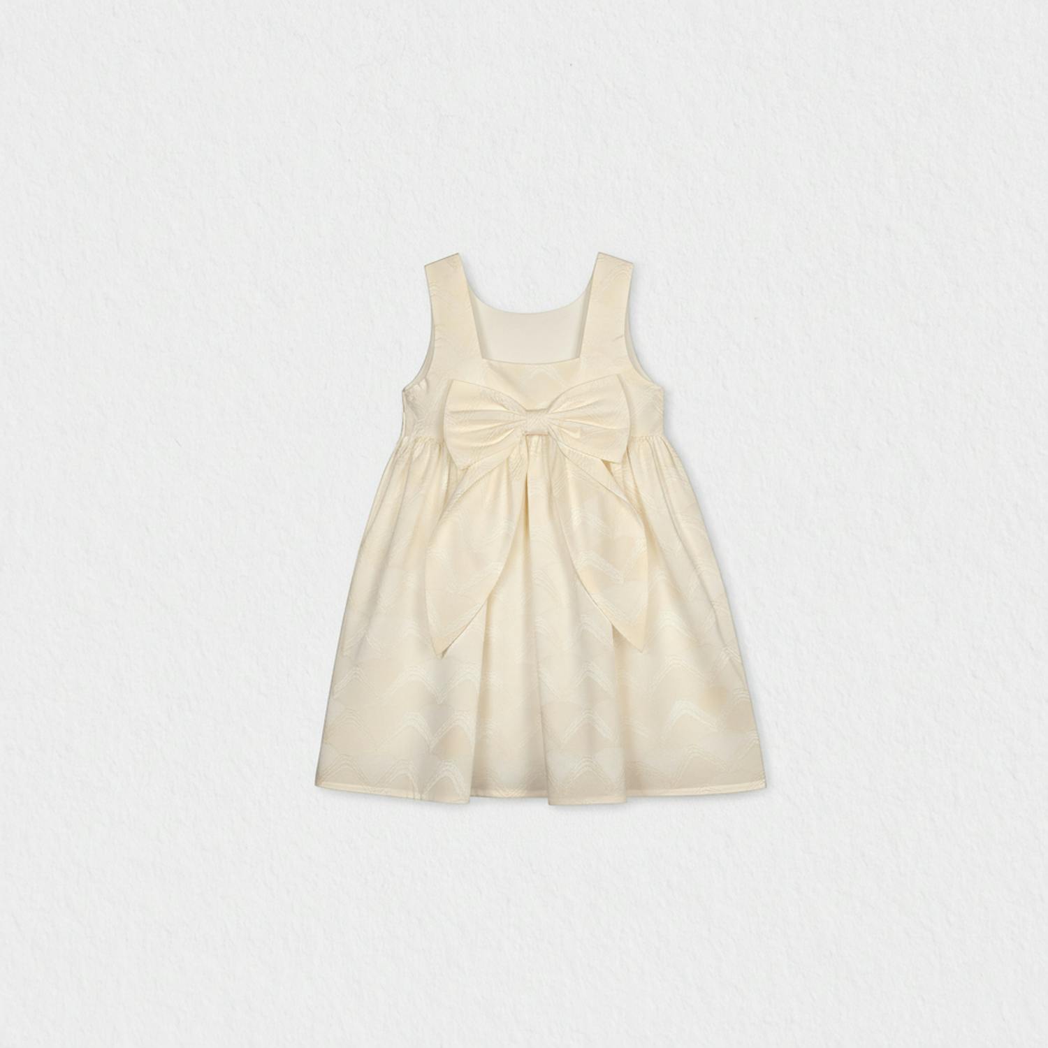 Bella Girl Dress Sleeveless, Off-White Hearts