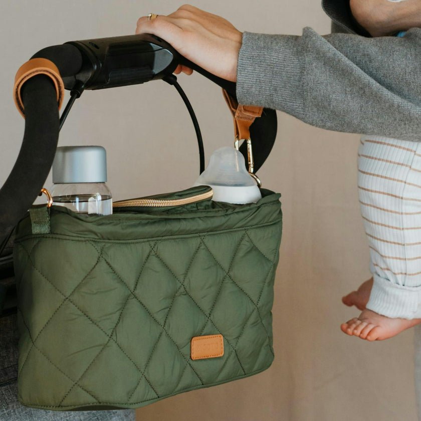 ZICOTO Beautiful Stroller Organizer Bag - Easy to Install Stroller Caddy incl. Cup Holder Attachment - Perfectly Sized Accessories For Any Stroller