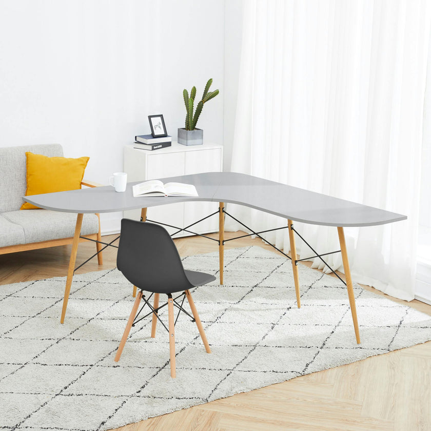 Roberto L-Shaped Corner Desk with Wood and Metal Details