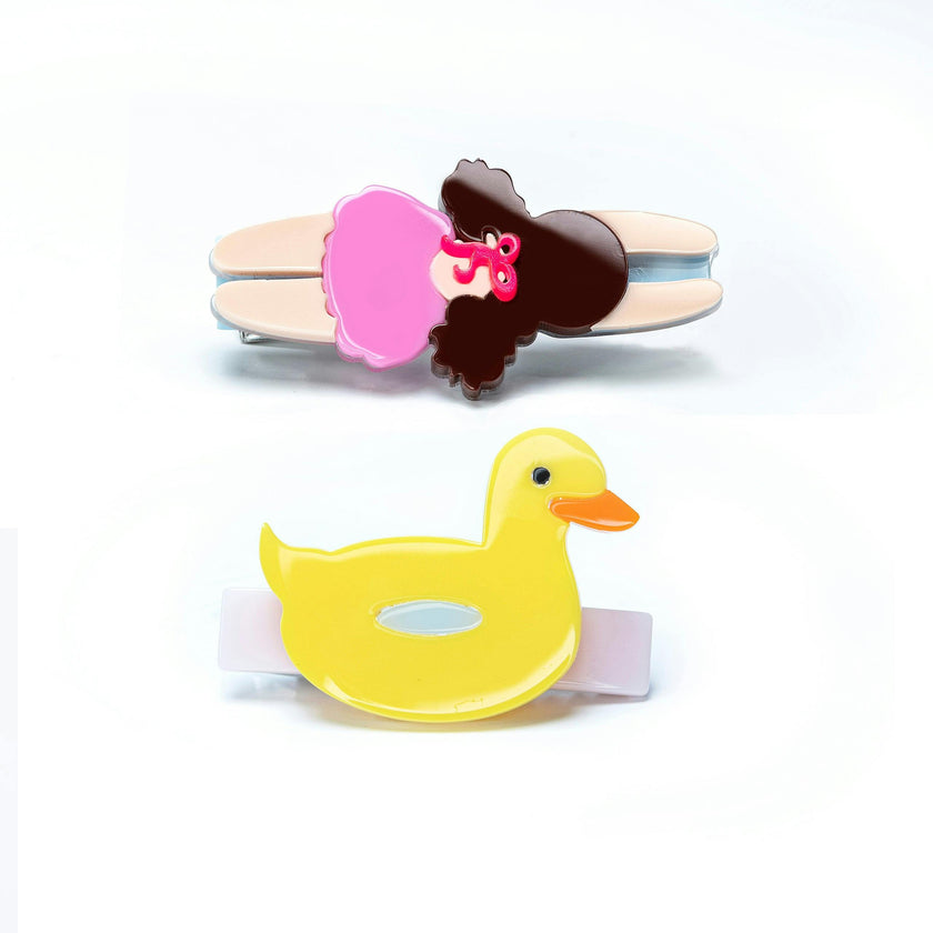 Swimming Girl & Duck Float Alligator Clip -SUM
