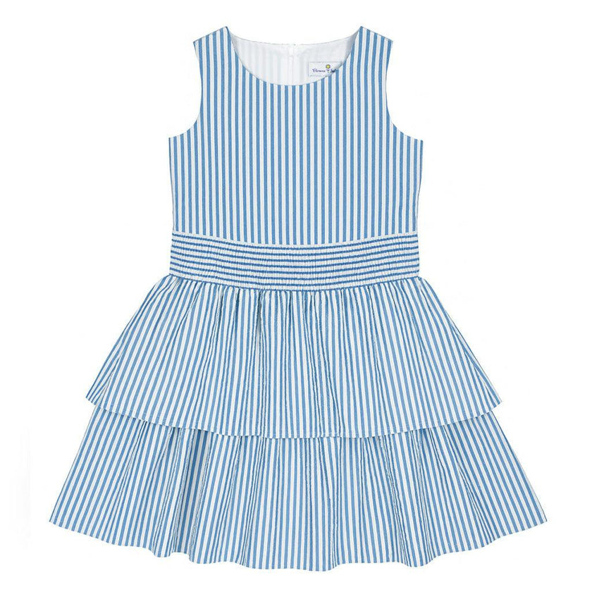 Seersucker Dress With Waist Ruching