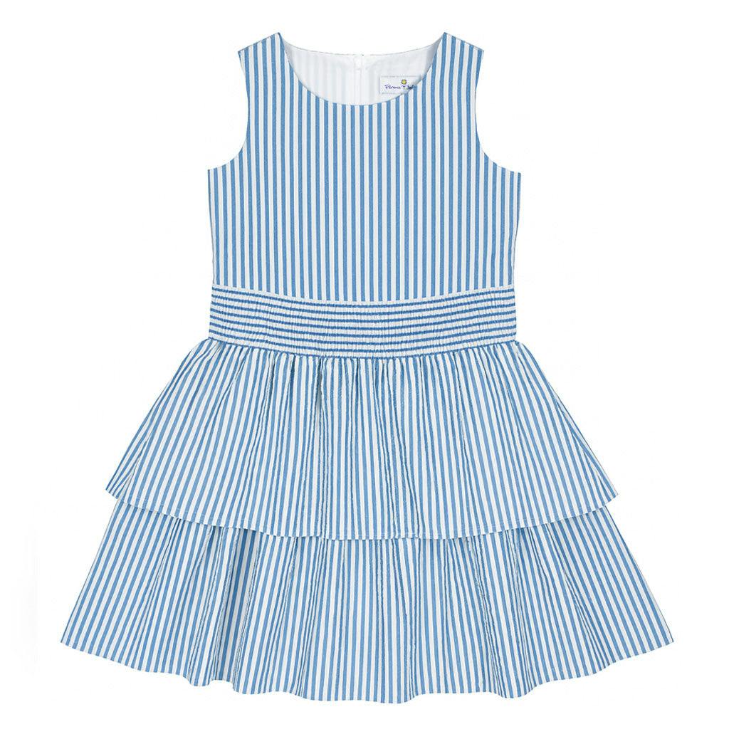Seersucker Dress With Waist Ruching