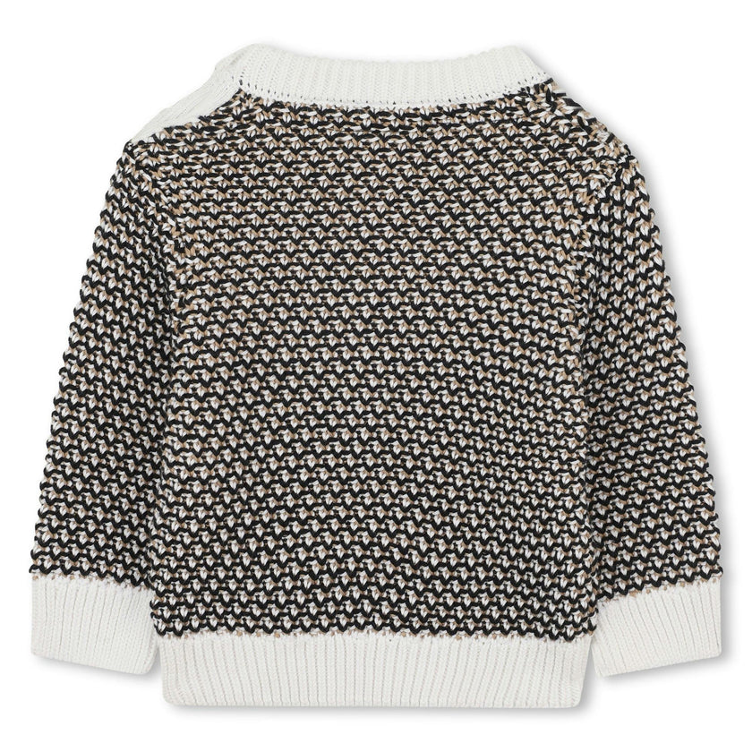 Baby Boys Black, Beige & Ivory Logo Knitted Jumper