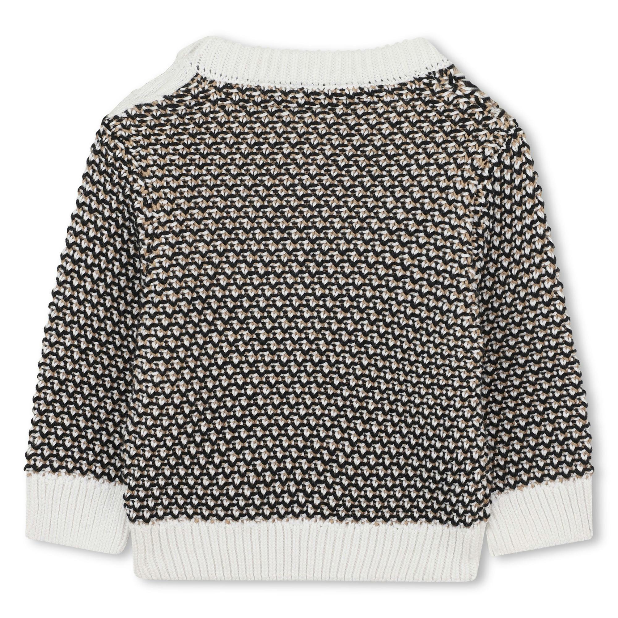 Baby Boys Black, Beige & Ivory Logo Knitted Jumper
