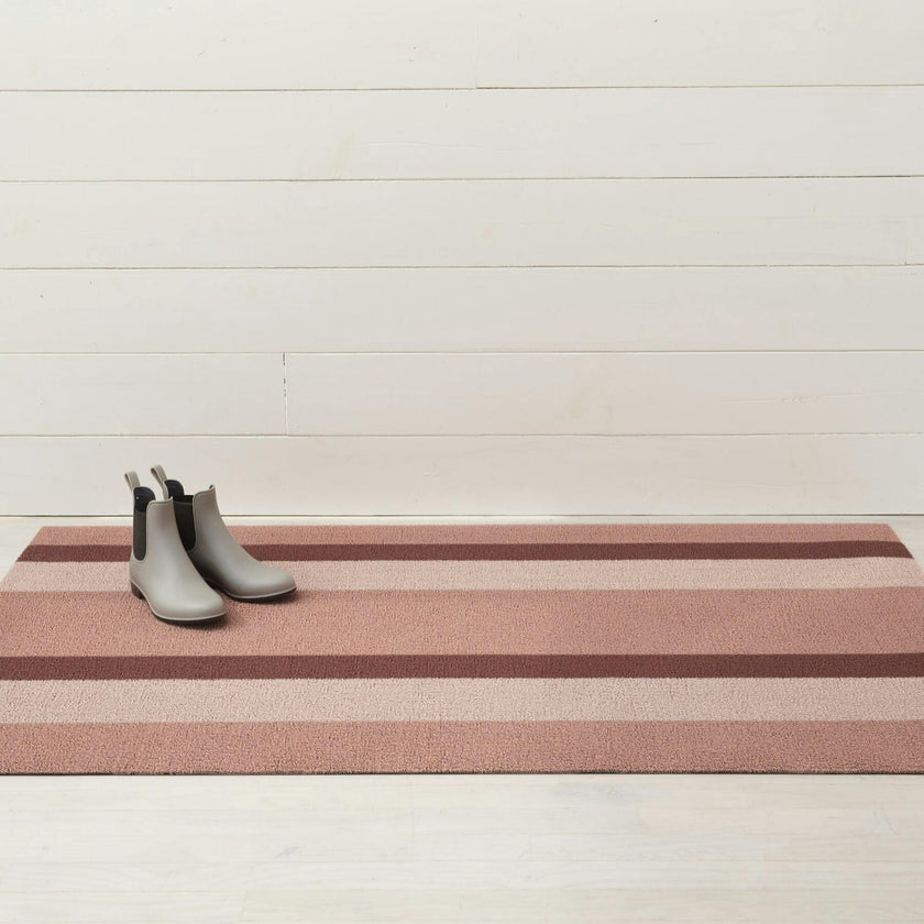Bold Stripe Shag Floor Mat, Pink