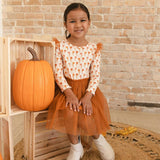 Cinnamon Floral Long Sleeve Tutu Dress