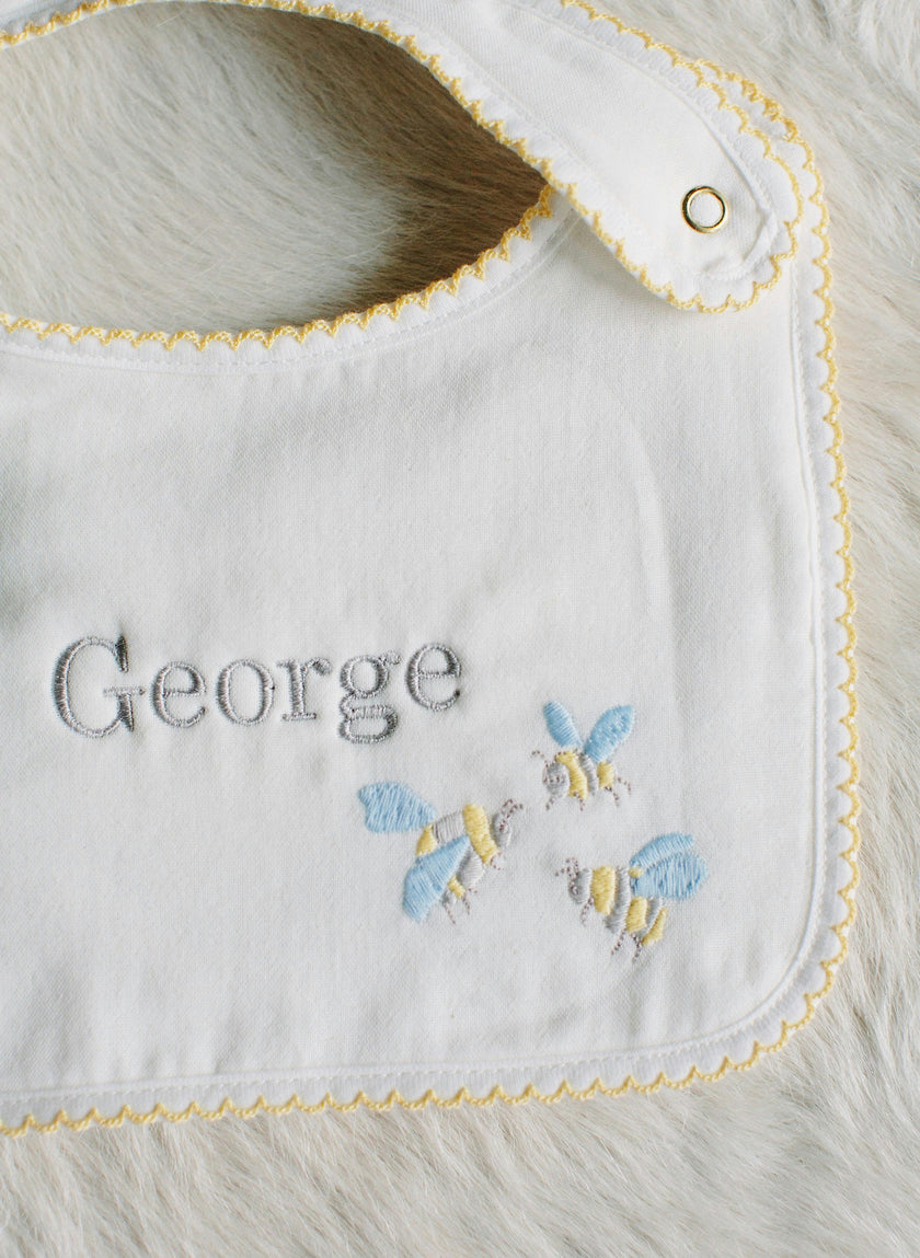 Baby Classic Bib - Embroidered Bee