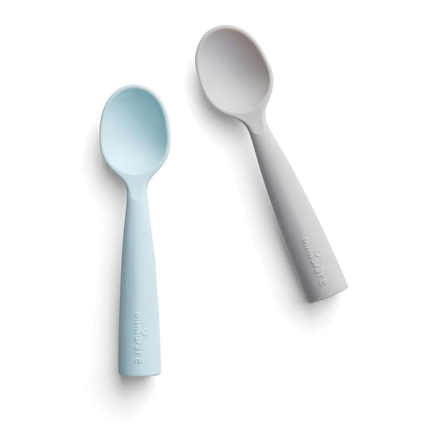 Silicone Training Spoon 2-pack - Aqua + Grey