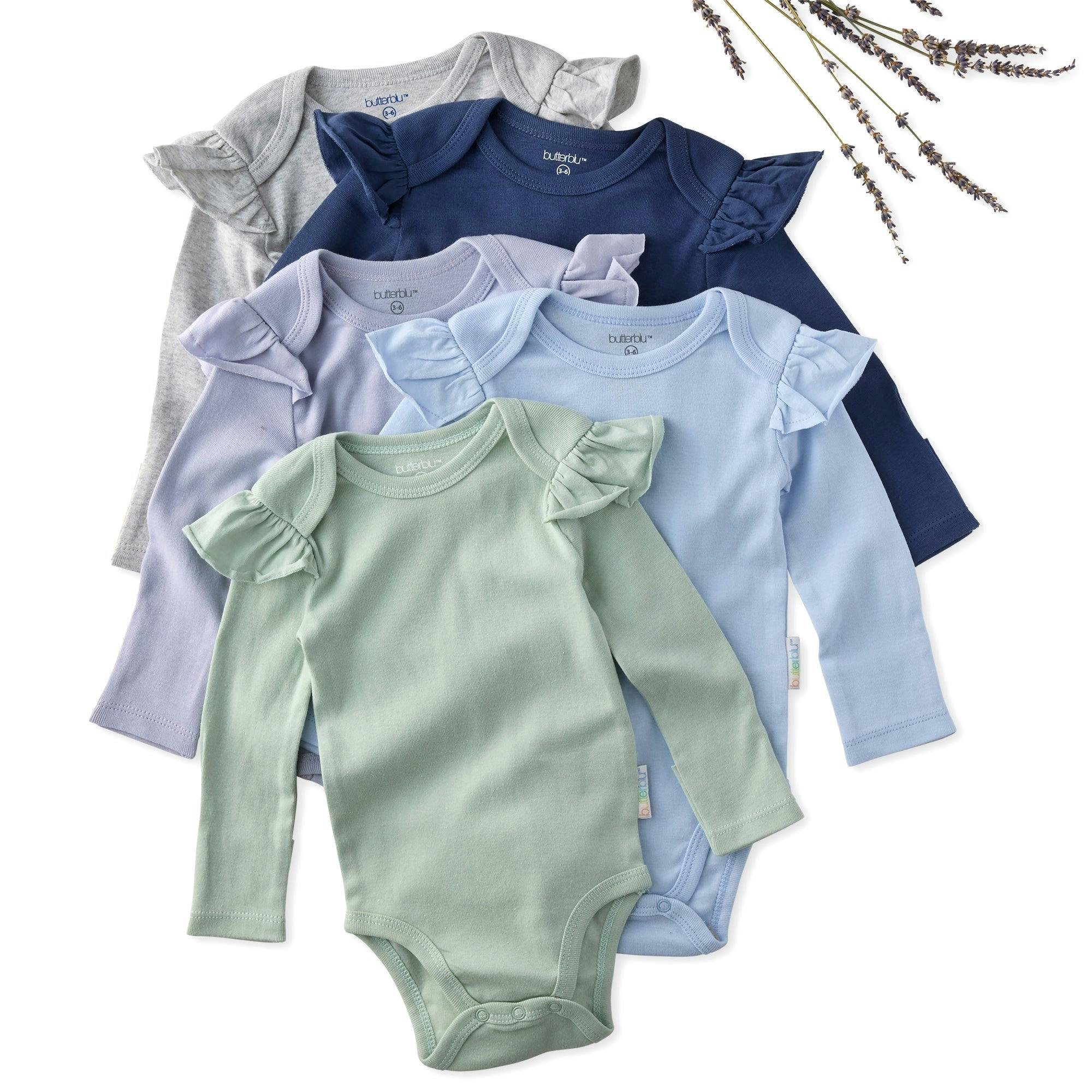 ASHLEY 5-Pack Long Sleeve Ruffle Bodysuits