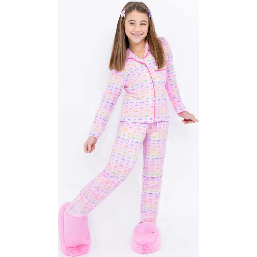 Rainbows and Stars Long Sleeve Jersey Pajama Pant Set