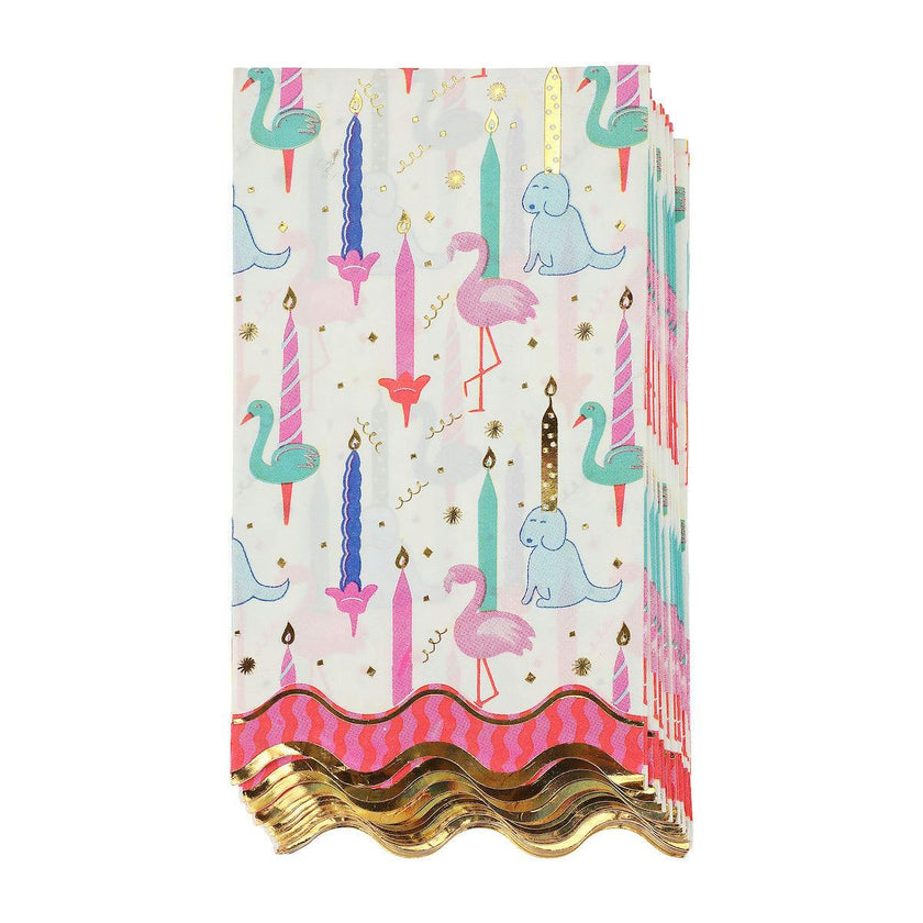 Packed Party Blow Out the Candles Birthday Animals Guest Napkins 16ct - Gold Foil Party Animal and Candle Design 3-Ply Napkins