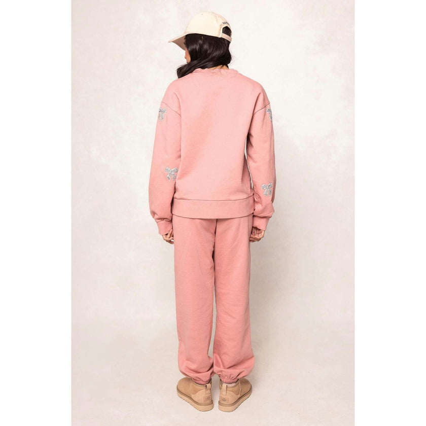Micah Crew Neck Sweatshirt in Pink & Bows