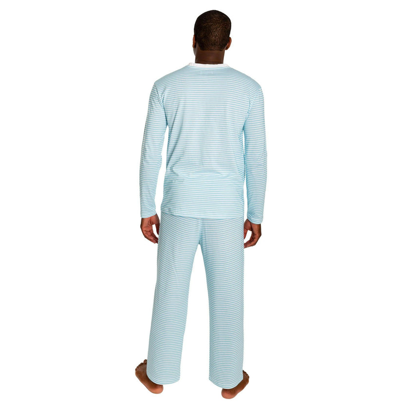Men's Sky Blue Jersey Henley - Organic Stretch Cotton