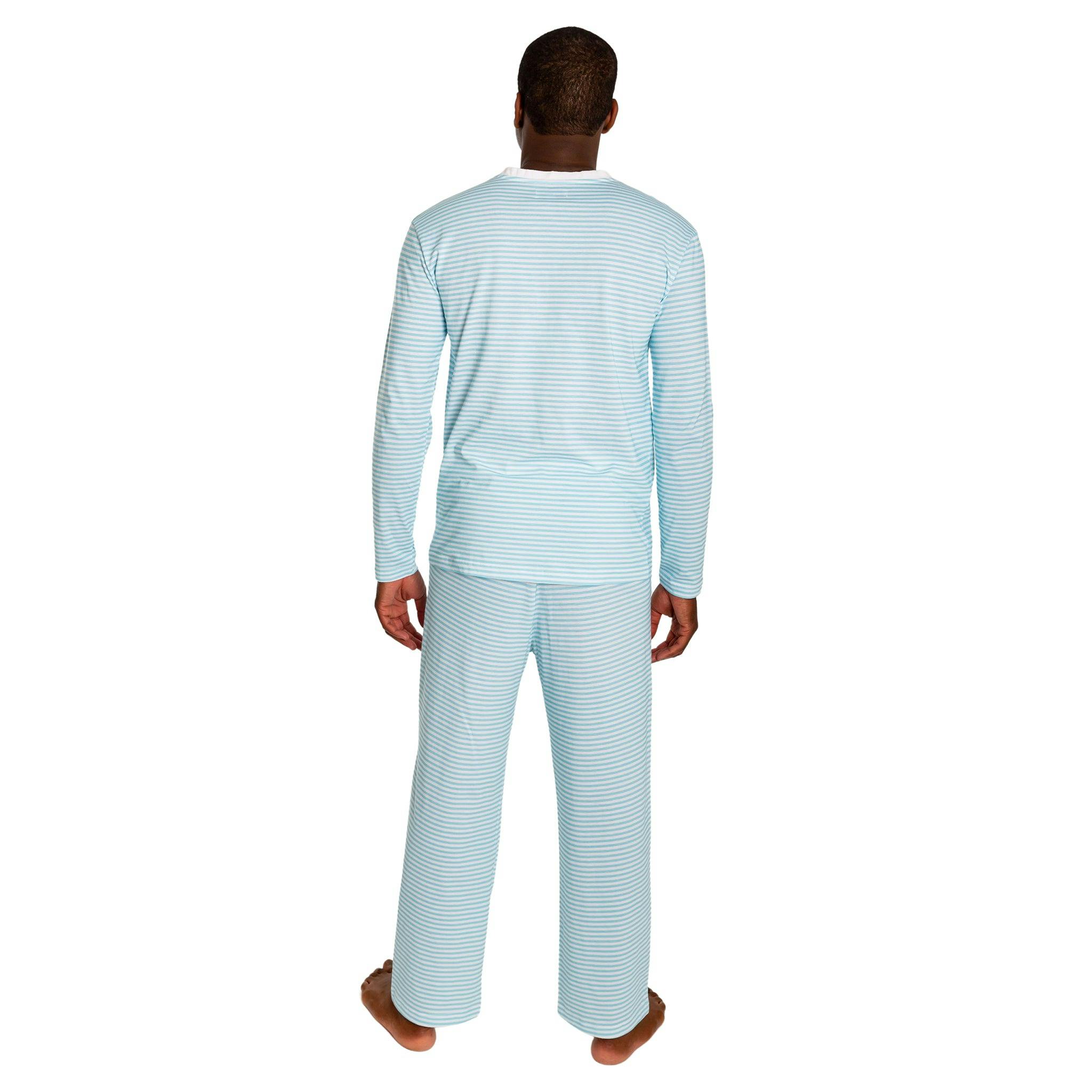 Men's Sky Blue Jersey Henley - Organic Stretch Cotton