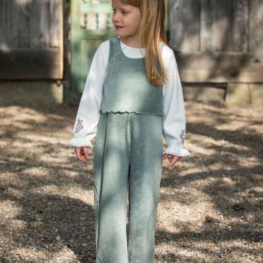 Stretch Velour Faux-Layered Overalls